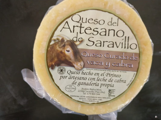 Queso curado de Saravillo de vaca y cabra 400gr